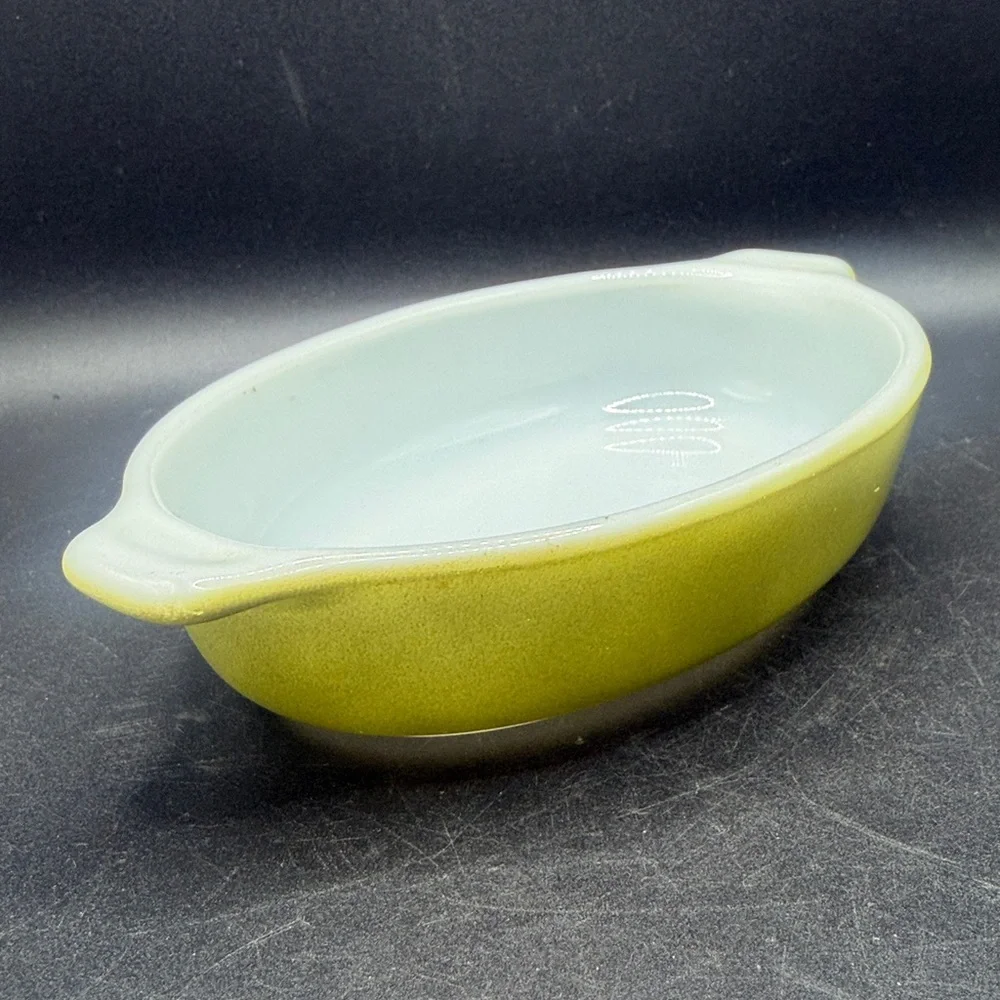 PYREX Vintage Green Pixie Au Gratin Casserole Dish 700 - 10 Oz Tableware Kitchen